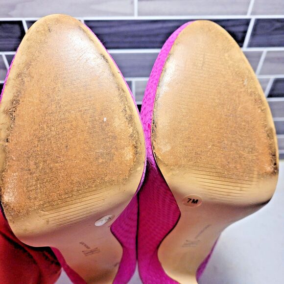 INC Size 7M Lilly Pink Snakeskin Stamped Leather Upper Stiletto Heels Pumps - Picture 7 of 10